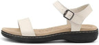 Women's Classic Flat Sandals Leather Open Toes Memory Foam One Band Ankle Strap Adjustable Slip On Shoes - Image 2