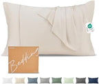 GOKOTTA 100% Rayon Derived from Bamboo Pillow Cases 2 Pack, Soft Envelope Pillowcases (Light Beige, King 20"*36") by GOKOTTA