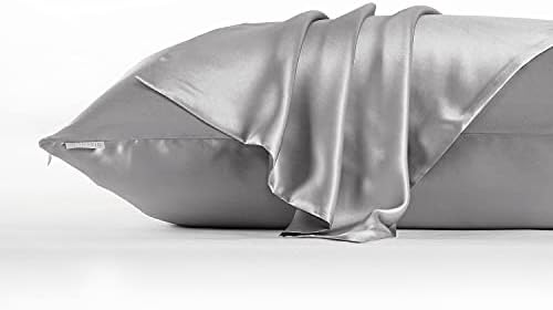 DISANGNI 100% Natural Mulberry Silk Pillow case for Hair and Skin with Hidden Zipper 22 Momme Both Sides Real Silk Pillow Case (2pc King Size 20" x36", Dark Gray) - Image 6