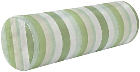 Bolster Pillows for Bed Cylinder Neck Roll Pillow Round Pillow Cases Long Cylinder Pillow Memory Foam Back Support LightGreen Stripe by Caihoyu
