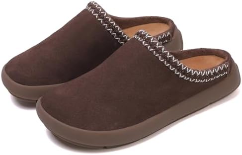 UBFEN Womens 100% Genuine Suede Mules Arch Support Indoor Outdoor Slippers by UBFEN
