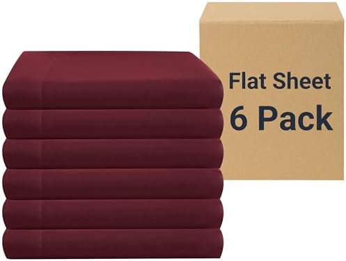 ZPECC King Flat Sheets Only Burgundy 6 Pack, Color-Coded Hem Threads by ZPECC-ABrandThatHasBeenFocusedOnBeddingFor20Years