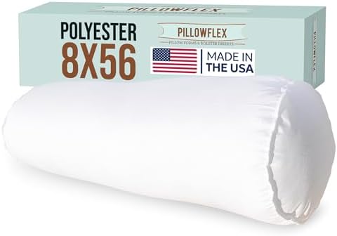 Pillowflex White Bolster Pillow Insert 8x56 in - Soft White Decorative Sham by Pillowflex