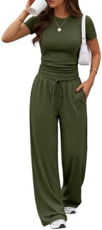 Trendy Queen Women's 2 Piece Matching Summer Lounge Set with Pockets by TrendyQueen