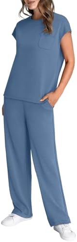 WIHOLL 2 Piece Sets for Women Casual Summer Travel Vacation Outfits Cap Sleeve Lounge Set - Image 4