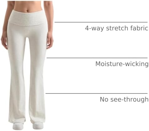 MOOSLOVER Women Flare Leggings Fold Over Bootcut Yoga Pants Casual Y2K Lounge Pants Comfy Cotton Leggings - Image 4