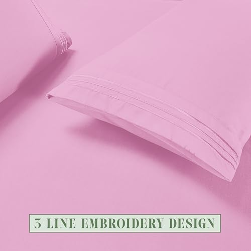 Elegant Comfort Luxury Soft 4-Piece 1500 Premium Hotel Quality Bed Sheet Set with Extra Deep Pockets 18-24 Inch, Wrinkle Free, Storage Pockets, Extra Deep Pocket 4PC Sheets, Twin, Light Pink - Image 7
