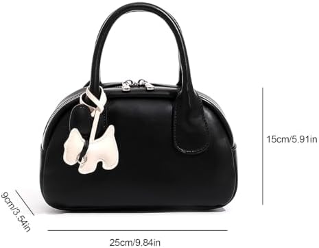 Trendy PU Leather Pillow Bag Bowling Bag for Women - Image 6