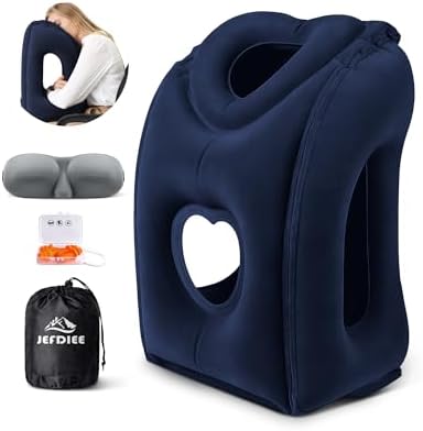 Travel Pillow,Inflatable Airplane Pillow for Sleeping to Avoid Neck and Shoulder Pain,Supports Head and Chin Used for Airplane,Car,Bus and Office by JEFDIEE
