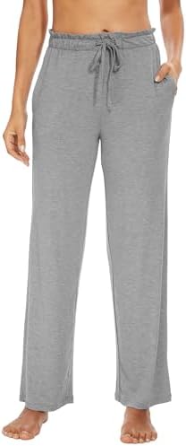 WiWi Pajama Pants for Women Viscose from Bamboo Super Soft Wide Leg Cooling Sweatpants Drawstring Bottoms Sleep Pj Pant S-XXL by WiWi