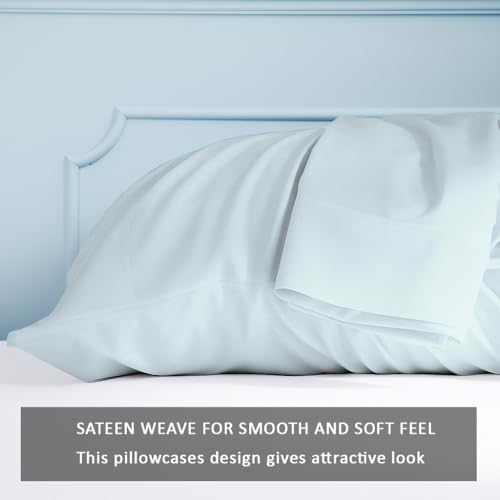 Kamas Egyptian Cotton Sateen Weave Pack of 2 Extra Large Pillowcase to Fit Your Oversized Pancake Large Huge & Gusseted Pillows (Sea Foam, Standard Oversize- 21x32) - Image 3