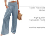 Angerella Womens Elastic High Waisted Palazzo Pants Casual Wide Leg Long Lounge Pant Trousers with Pocket - Image 4