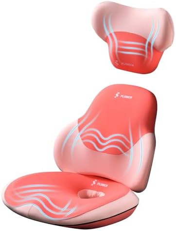 FLORICH Seat Cushion and Lumbar Support Pillow for Office Chair Car Neck Headrest Pillow Memory Foam Seat Pads Pressure Relief Back Cushion and Carseat Pads(Dark Pink) by FLORICH