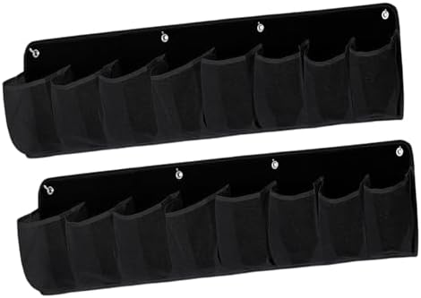 2 Pieces Shoe Storage Pocket Organizer Bedside Holder Bag Rack Hanging Non Woven Saving Easy Install Suitable for RV Bedroom, Black by Fonowx