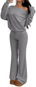Nimsruc Off The Shoulder 2 Piece Sets For Women Fall Matching Lounge Set by Nimsruc
