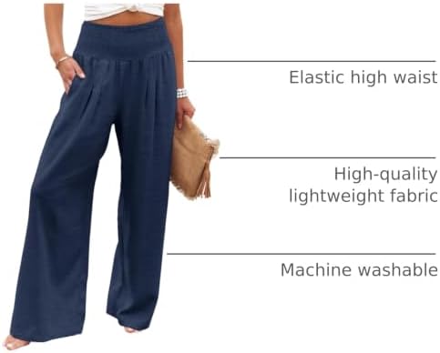 Angerella Womens Elastic High Waisted Palazzo Pants Casual Wide Leg Long Lounge Pant Trousers with Pocket - Image 4