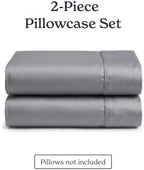 Beckham Hotel Collection King Pillow Cases Set of 2, Cool Touch Sateen Pillowcases, 500TC Cotton, Silky Smooth & Soft, Open End, Dark Gray - Image 5