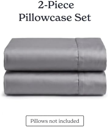 Beckham Hotel Collection King Pillow Cases Set of 2, Cool Touch Sateen Pillowcases, 500TC Cotton, Silky Smooth & Soft, Open End, Dark Gray - Image 5