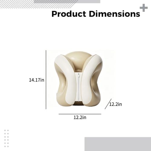Cream Inflatable Multipurpose Travel Pillow, Steady Neck Support Nap Pillow for Desk, Portable PVC Sleeping Aid for Office, Classroom, Car, Train, Airplane, 12.2 x 12.2 x 14 in / 31 x 31 x 36 cm - Image 2