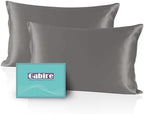 Gabire Mulberry Silk Pillow Cases Set of 2, Both Sides Real Silk Pillow Cover for Hair and Skin Cool Pillowcase Organic Silk Pillowcase 2 Pack with Hidden Zipper, Grey, Queen (20"×30") by MulberrySilkPillowcases