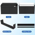 4 Pack Desk Side Hanging Organizer, Adhesive Storage Bag with Pockets for Magazine Ipad Notebook, for End Tables Home Office Desks Computer Workstations Dressing Table, Black - Image 4