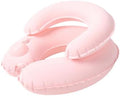 Double-Layer Inflatable Neck Pillow, Press-to-Inflate U-Shaped Pillow, Portable Neck Support for Office Trip Travel, Pink by Unknown
