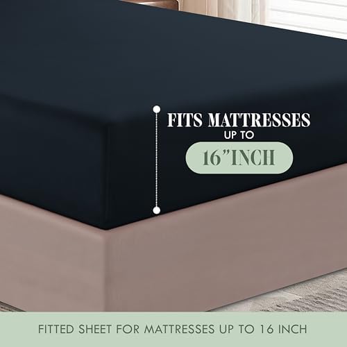 Elegant Comfort Luxurious Soft 1500 Thread Count Egyptian 6-Piece Premium Hotel Quality Wrinkle Resistant Coziest Bedding Set, Easy All Around Elastic Fitted Sheet, Deep Pocket, Cali King, Black - Image 5