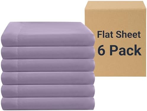 ZPECC Twin Flat Sheets Only Lavender 6 Pack, Color-Coded Hem Threads by ZPECC-ABrandThatHasBeenFocusedOnBeddingFor20Years