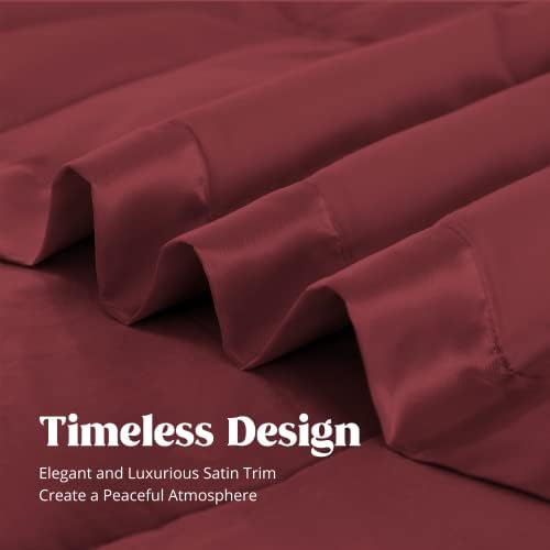 puredown® Lightweight Down Blanket Queen Size - Soft Blanket for All Seasons, Cozy Warm Luxury Bed Blanket with Satin Trim for Summer, Microfiber Cover, Burgundy (90"X90") - Image 4