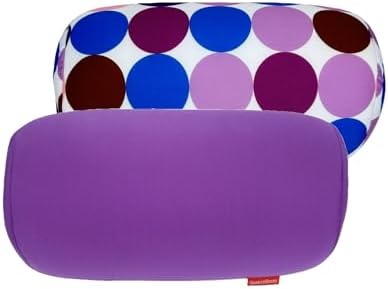 Bookishbunny 2pcs Micro Bead Microbead Roll Pillow Cushion for Bed Back Neck Head Body Support, 13" x 7", Various Designs (Purple+PurpleCircle) by Bookishbunny