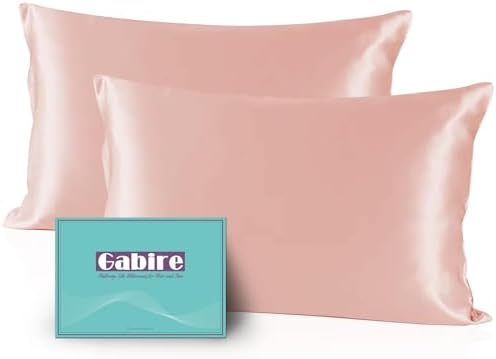 Gabire Mulberry Silk Pillow Cases Set of 2, Both Sides Real Silk Pillowcases for Hair and Skin Cool Pillowcase Organic Silk Pillowcase 2 Pack with Hidden Zipper, Coral Pink, Queen (20"×30") by MulberrySilkPillowcases