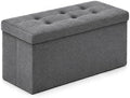 ALASDO 30 Inch Folding Storage Ottoman Bench with Hidden Storage, PU Leather Ottoman Foot Rest Stool, End of Bed Bench for Bedroom, Living Room, Entryway and Closet, Grey by ALASDO