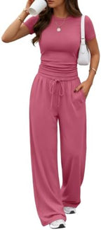 Trendy Queen Women's 2 Piece Matching Summer Lounge Set with Pockets by TrendyQueen