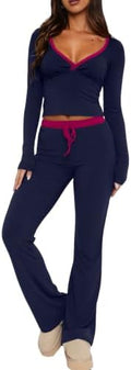 REVETRO Lounge Sets for Women Two Piece Long Sleeve Sexy Pajama Sets by REVETRO