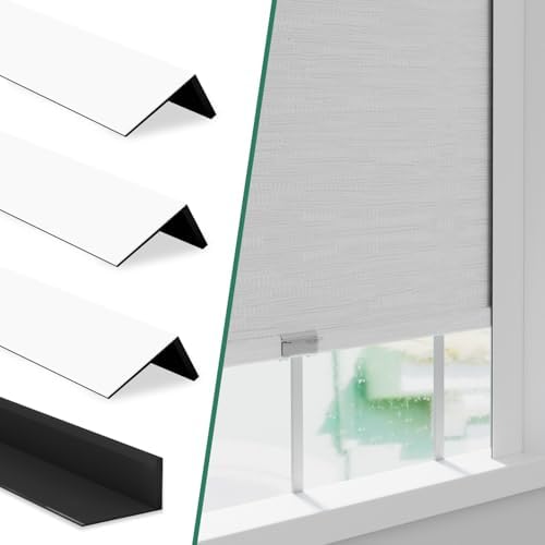 Light Blocking Strips for Window Shades and Blinds, 100% Blackout PVC Side Tracks Light Blocker for Blinds, Window Light Blocker for Bedroom(White, 58", 4PCS) by Bliwans