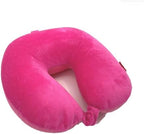 Bookishbunny 2pcs Micro Bead Set U Shaped Neck Travel Pillow 12" x 12" x 4" and Roll Back Pillow Cushion 13" x 7", Various Designs (Solid Pink) - Image 3