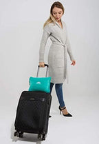 BlueHills Travel Blanket Pillows for Two Airplane Traveling Essentials Flight Throws in Bag case with Backpack Clip Compact Large Plane Accessories – Teal Green and Light Gray - Image 6