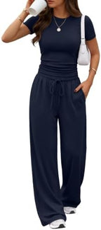 Trendy Queen Women's 2 Piece Matching Summer Lounge Set with Pockets by TrendyQueen