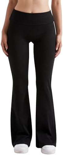 MOOSLOVER Women Flare Leggings Fold Over Bootcut Yoga Pants Casual Y2K Lounge Pants Comfy Cotton Leggings by MOOSLOVER