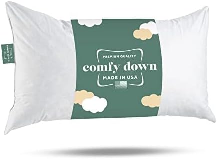 ComfyDown 20x30 Throw Pillow Insert, Down & Feather Fill, 100% Cotton Cover, Made in USA – Premium Soft Lumbar Decorative Pillow Form Sham Stuffer for Bed, Sofa & Couch by ComfyDown