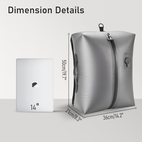 VJI 18L Vacuum Bag for Travel with Built-in Pump, IPX8 Waterproof, Grey - Image 2