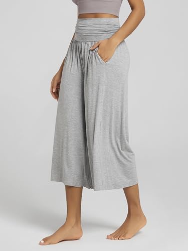 ODODOS Women's Wide Leg Palazzo Lounge Cropped Pants with Pockets Light Weight Comfy Pajama Capri Pants-20/22"/ 24" Inseam - Image 2
