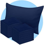 Avalon Bedding Pillow Cases Standard Size Navy Blue Pillow Cases Set of 24 Cotton Blend 200 TC Soft & Breathable Perfect for Home & Hospital, Hotel Quality Queen Pillow Protectors 30x20 Inches by AvalonBedding