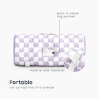 Wake In Cloud - Toddler Nap Mat with Pillow and Minky Fleece Blanket, for Kids Boys Girls Ages 3 Plus in Daycare Preschool, Roll Up Sleeping Bag, Gingham Grid Checkered, Purple White, Standard - Image 3