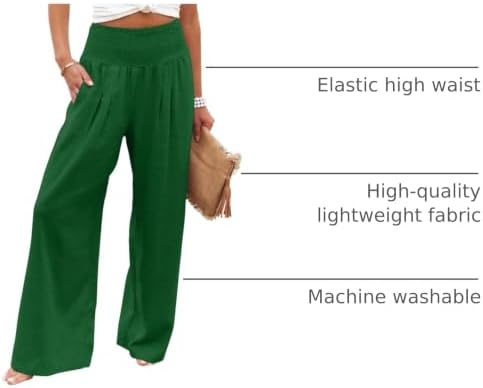 Angerella Womens Elastic High Waisted Palazzo Pants Casual Wide Leg Long Lounge Pant Trousers with Pocket - Image 4