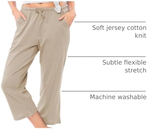 Sexy Basics Women's 100% Cotton Lounge Pants | Capri Style Pajama Sleep Bottoms | Drawstring & Pockets |Multi-Packs & Colors - Image 4