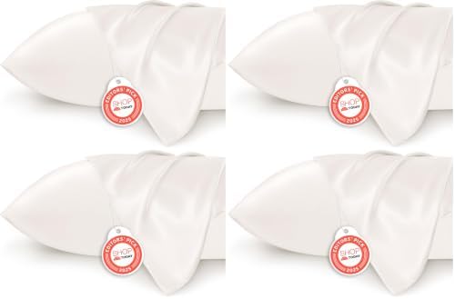Bedsure King Size Satin Pillowcase Set of 8 - Ivory Silky Pillow Cases for Hair and Skin with Envelope Closure, Similar to Silk Pillow Cases, Gifts for Women Men, 20x36 Inches, 8pcs by BEDSURE