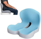 Orthopedic Seat Cushion – L-Shaped Lumbar Support Memory Foam Comfort for Long Sitting, Ergonomic Support for Office Chair, Wheelchair, Car & Travel (Blue,1) by Gueyi