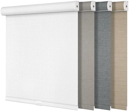 Boolegon Blackout Roller Shades for Windows, White, 35.5" W x 64" H by Boolegon