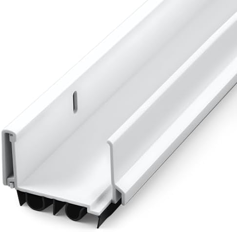 FoldTier 1 Pcs 48'' U Shaped Door Sweep for Bottom of Exterior Door, White | Fit 1-3/4 Wide Door, Slide on PVC Adjustable Double Bubble Bottom Seal & Screw, Energy Efficient, Blocks Dust/ Insects/ Noise by FoldTier